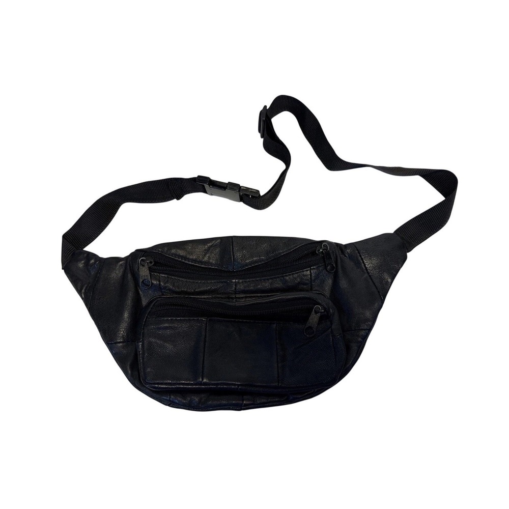 Vintage Black Fanny Pack 80's 90's Fanny‎ Pack Leather